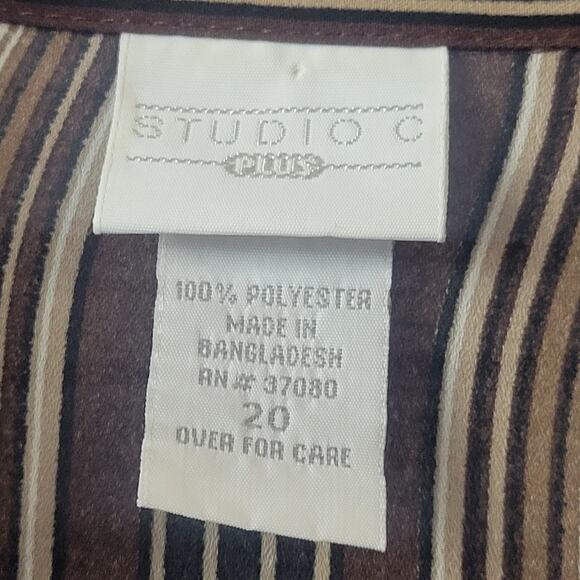 Vintage Studio C Women's Long Sleeve Striped Blouse Size 20 - Picture 2 of 7
